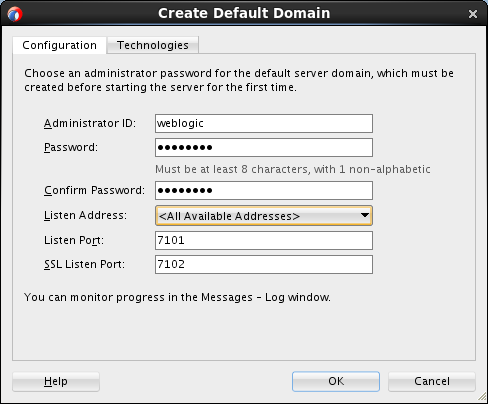 Create default domain